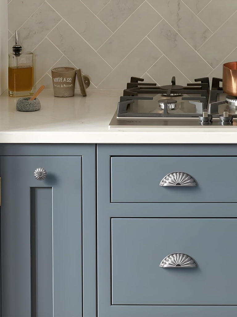 Brushed Nickel Cabinet Cup Pulls 3" Hole Center 5 Pack Silver Drawer Pulls Kitchen Hardware Cabinet Handles Dresser