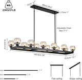 54 Inch Black Rectangle Chandeliers for Dining Room, Black Rectangular Chandelier Over Table, Modern Crystal Long Chandelier, Farmhouse Large Linear Chandeliers for Kitchen Island A126-B0DT4CJ34C