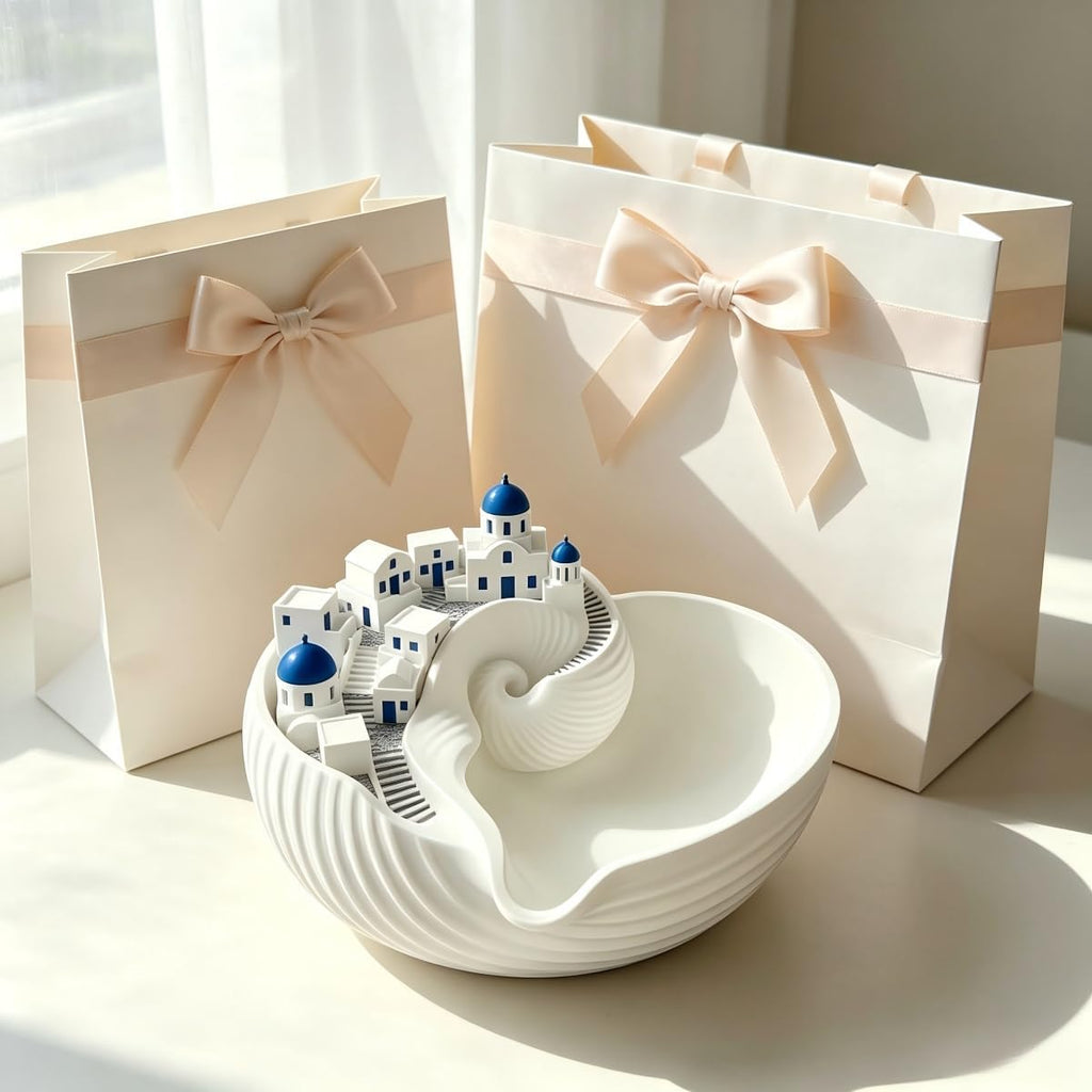 1PCS Catchall Santorini Bowl,Shell Tray for Keys Jewelry Coins,Decorative Trinket Dish Greek Island Holder Organizer