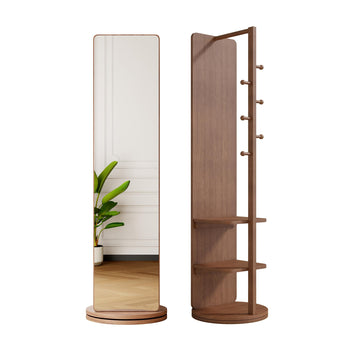 360° Rotating Full Length Mirror with Hook Storage Rack,Body Mirror Storage