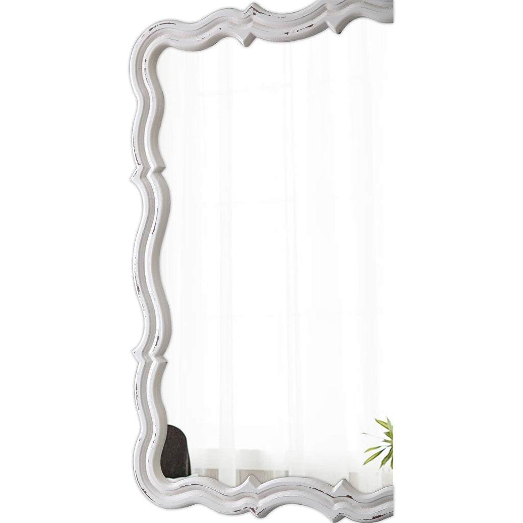 Rustic Scalloped Wall Mirror Decorative 24 X 18 Inch