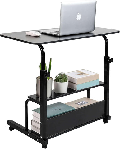 Adjustable Height Mobile Computer Desk for Small Space Rolling Writing with Wheels Corner Home Office Study Portable