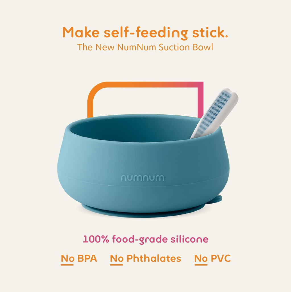 Baby Suction Bowl & Spoons Set 4+ Mo, Blue/Green