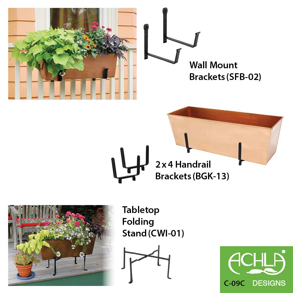 Plain Copper Window Flower Box Planter- Medium (23 1/4"L x 7 3/4"W x 7 1/2"H)