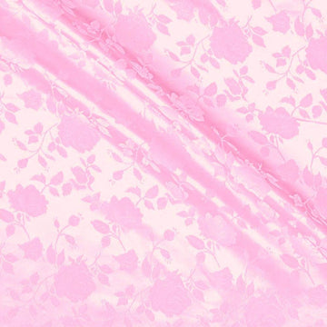 Rose Satin Brocade Jacquard Fabric, 58 Inches Wide - Pink - Sold by The Yard
