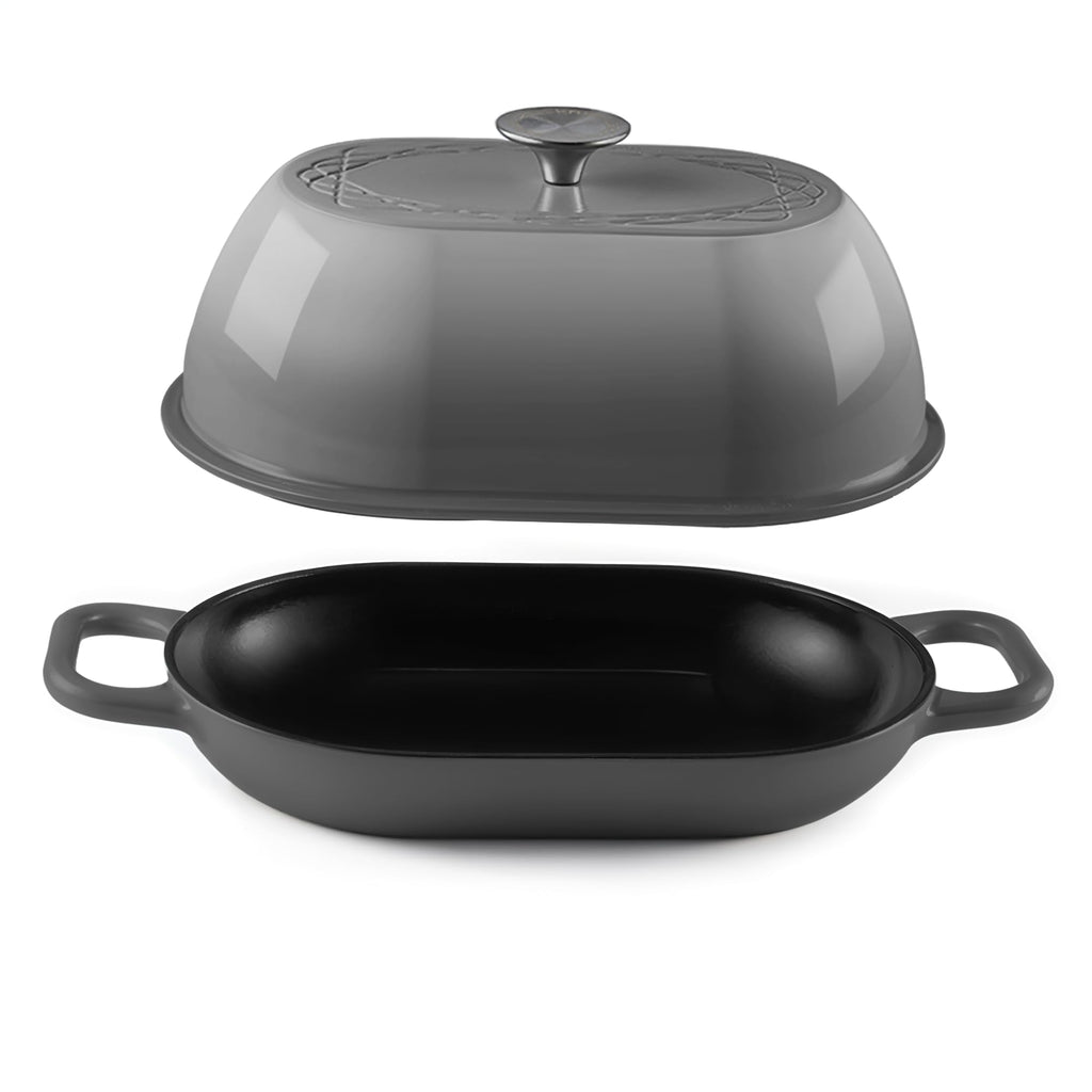 Enameled Cast Iron Dutch Oven for Professional Sourdough Bread Baking | 5.5 Quart Loaf Size Oval Cookware Pot with