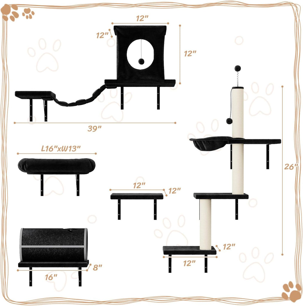 7-in-1 Cat Wall Shelves, Wall Mounted Climber Set