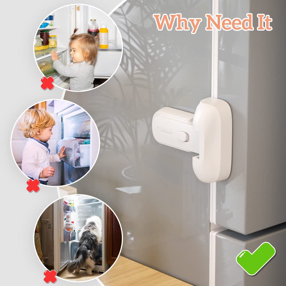 1 Pack Updated Child Proof Refrigerator/Fridge/Freezer Door Lock Apply to Max 1"(25mm) Sealing Strip for Toddlers and