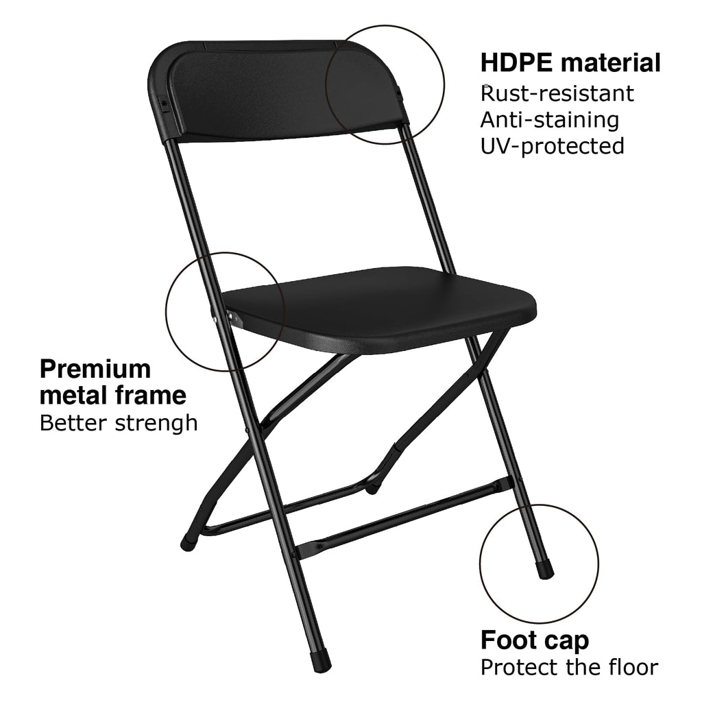 24 Pack Black Folding Chairs for Wedding Party School, 350lbs
