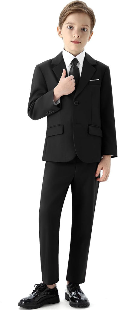 Boys' Formal Suits Set Dresswear Tuxedo Suit Adjustable Waist with Suspenders Teen Boy Dress Clothes