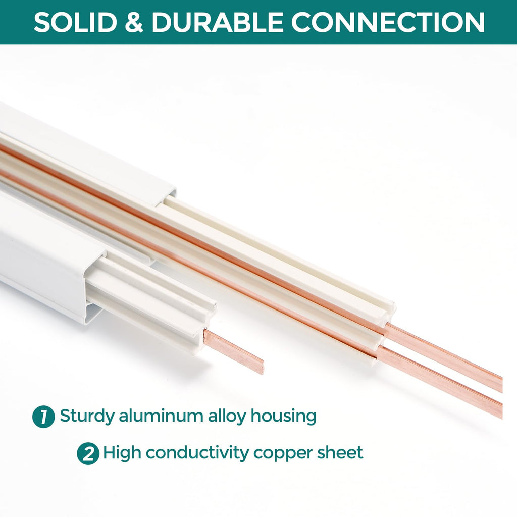 H Track Lighting Rails Kit - 40ft White Track Lighting Tracks 3 Wire with Floating Canopy Connector, L Connector, I