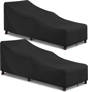 Patio Lounge Chair Cover 2 Pack, 84" x 32" x 32" H, Black | Waterproof, Outdoor Chaise Lounge Covers For Outdoor