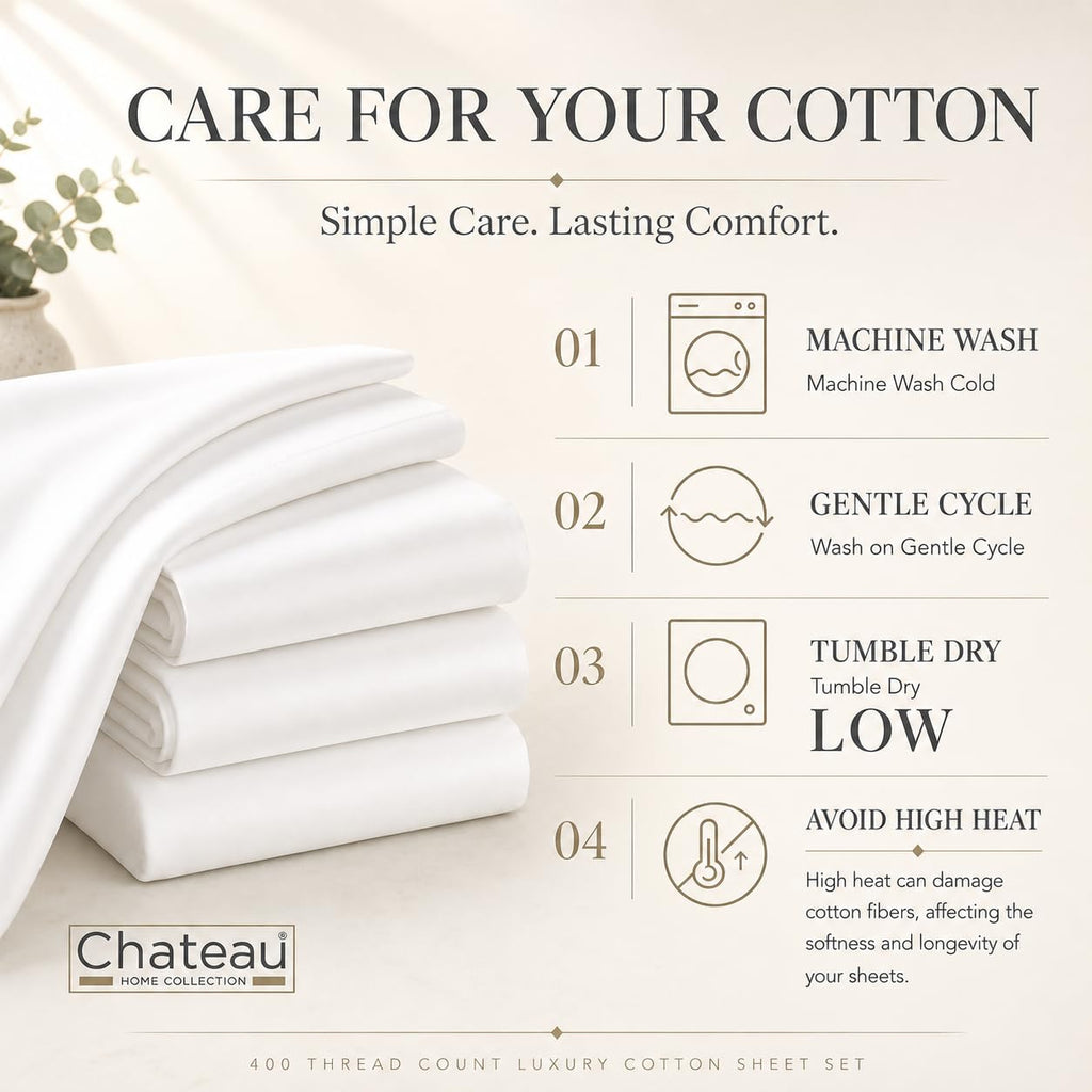 Cotton King Sheet Set, 400 Thread Count Bed Sheets King Size - Linen