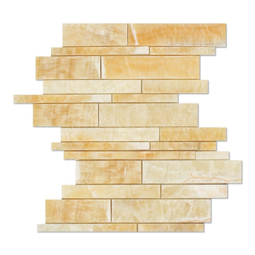 Honey Onyx Random Strip Mosaic Tile, Polished