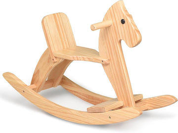 Wooden Rocking Horse, Boy & Girls Ride-On Toy with Foot Pedal