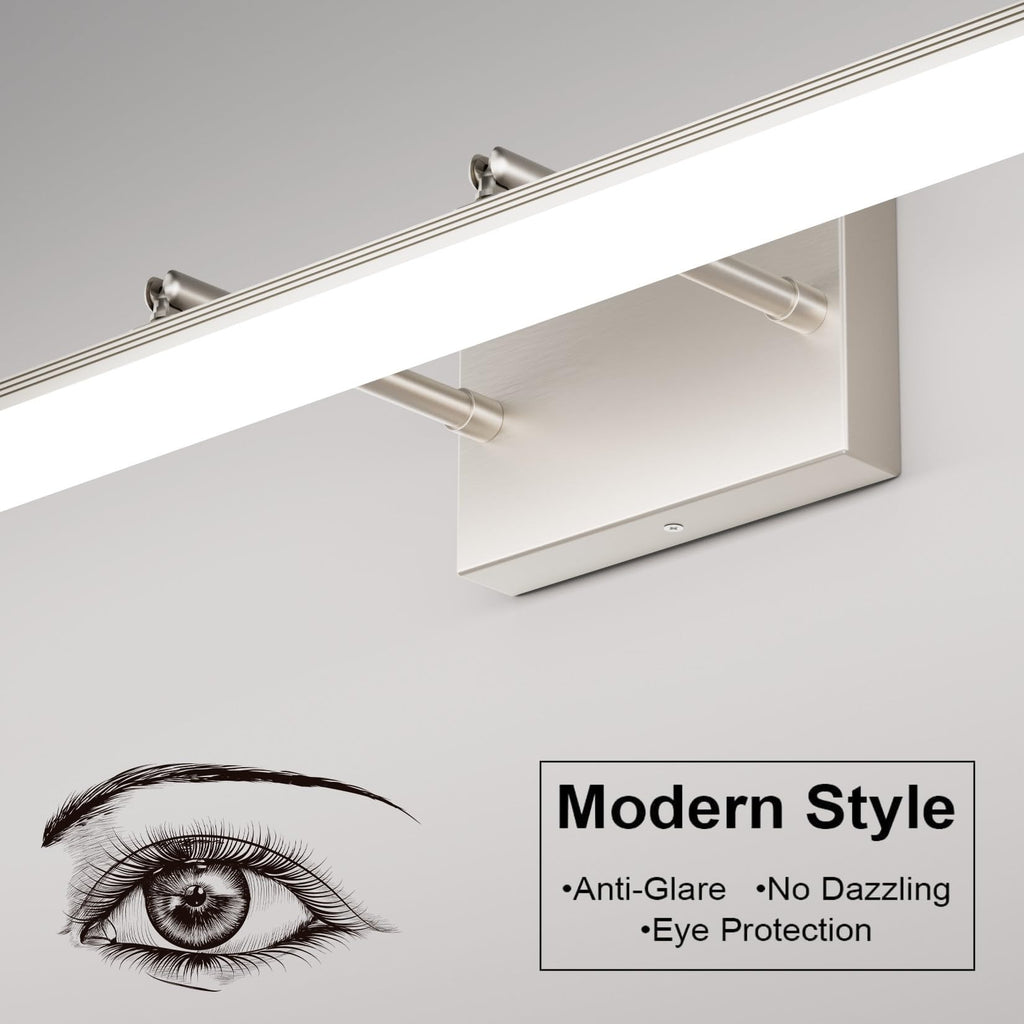 48inch Brushed Nickel Bathroom Llight Fixtures LED Vanity Light Adjustable Modern Vanity Lights Over Mirror Rotatable