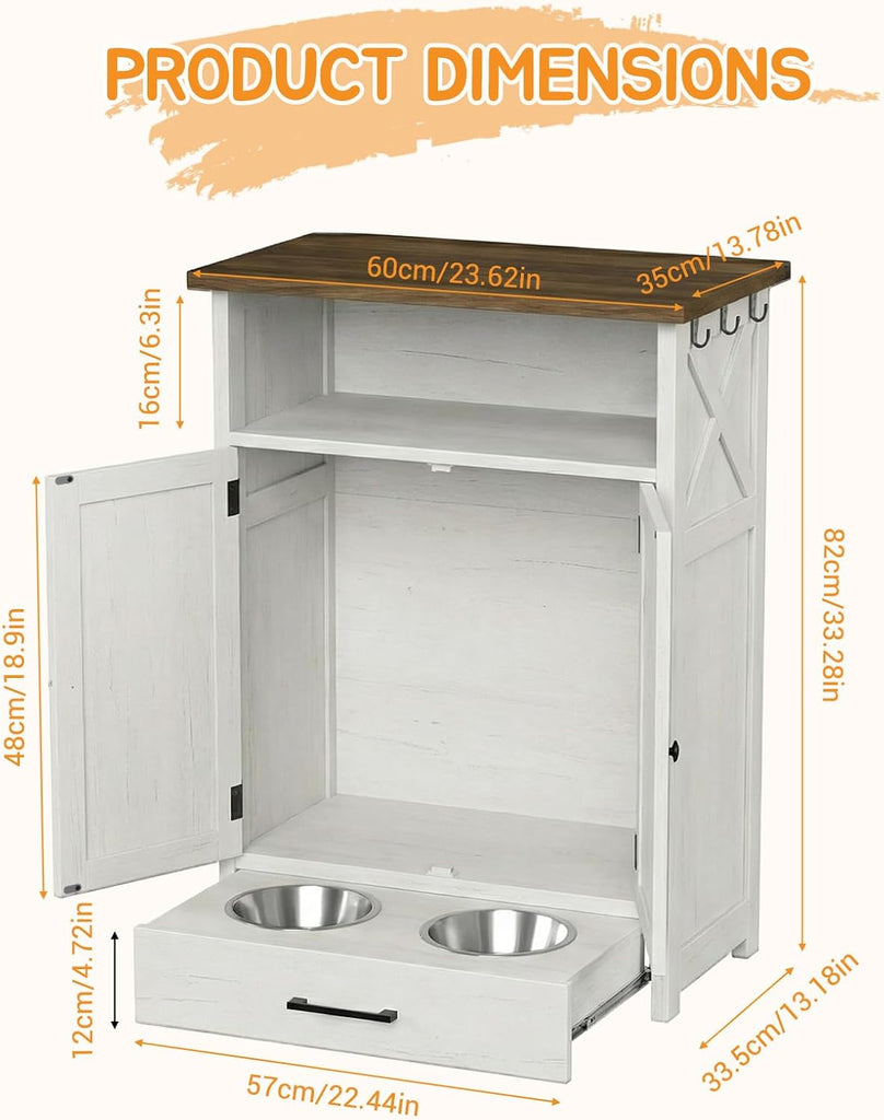 Dog Feeding Station with Storage, Dog Food Storage Cabinet