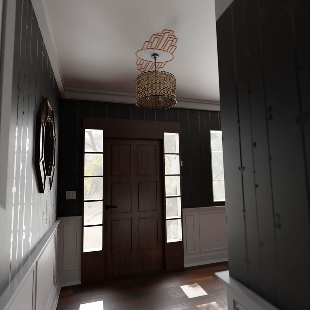 38" W x 19" H x 10 1/2" IW x 18" IH x 1/4" T Elizabeth Wood Fretwork Pierced Ceiling Medallion, Cherry