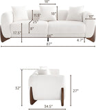 Morden Fort Modern Cloud Couch - 3 Seater Sherpa Boucle Sofa with Wood Legs