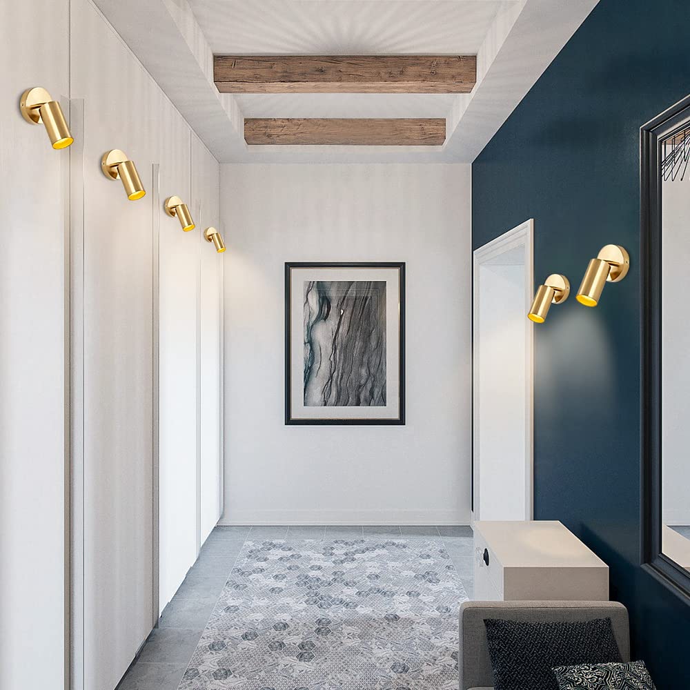 Modern LED Track Lighting Kit Brushed Gold Spotlight Fixtures Ceiling Mount Indoor Matte Brass Ceiling Spot