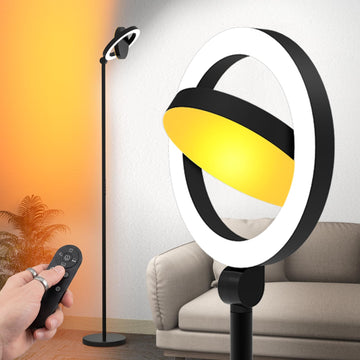 36W 2500lm Bright LED Floor Lamp, 75.5 Inch Tall Standing Lamp Stepless Dimmable with Remote, Torchiere Lamp with 2