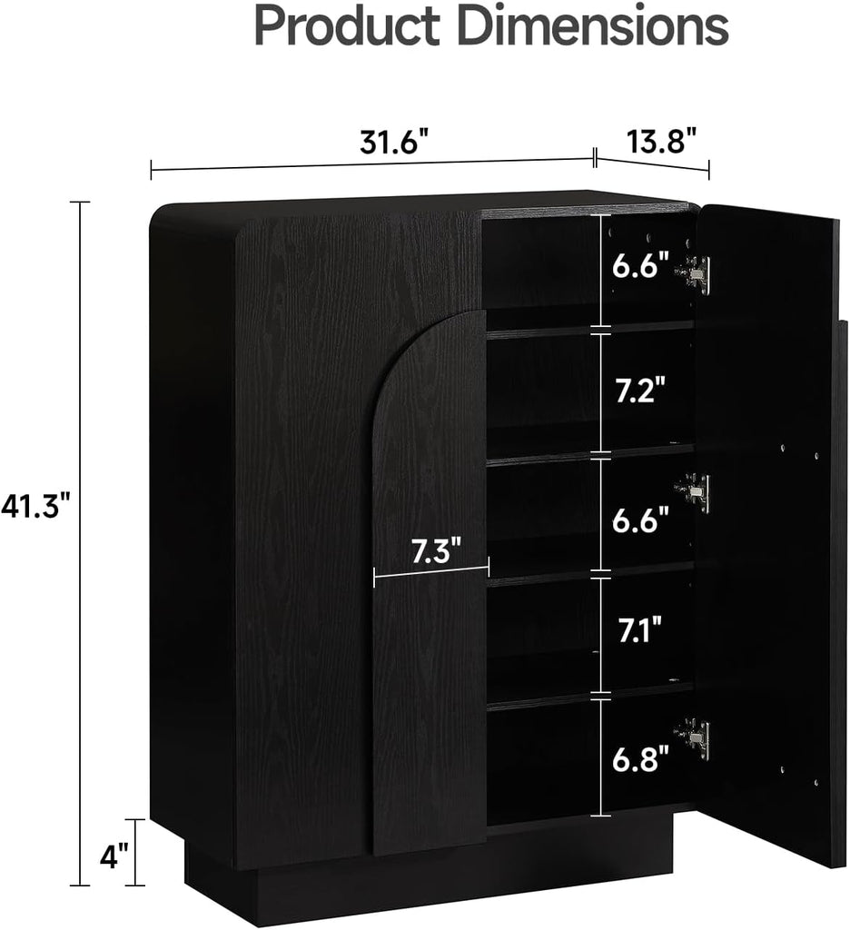 Shoe Storage Cabinet with Doors, Large Shoe Cabinet Storage , Wooden 6 Tier Shoe Organizer Cabinets with Adjustable