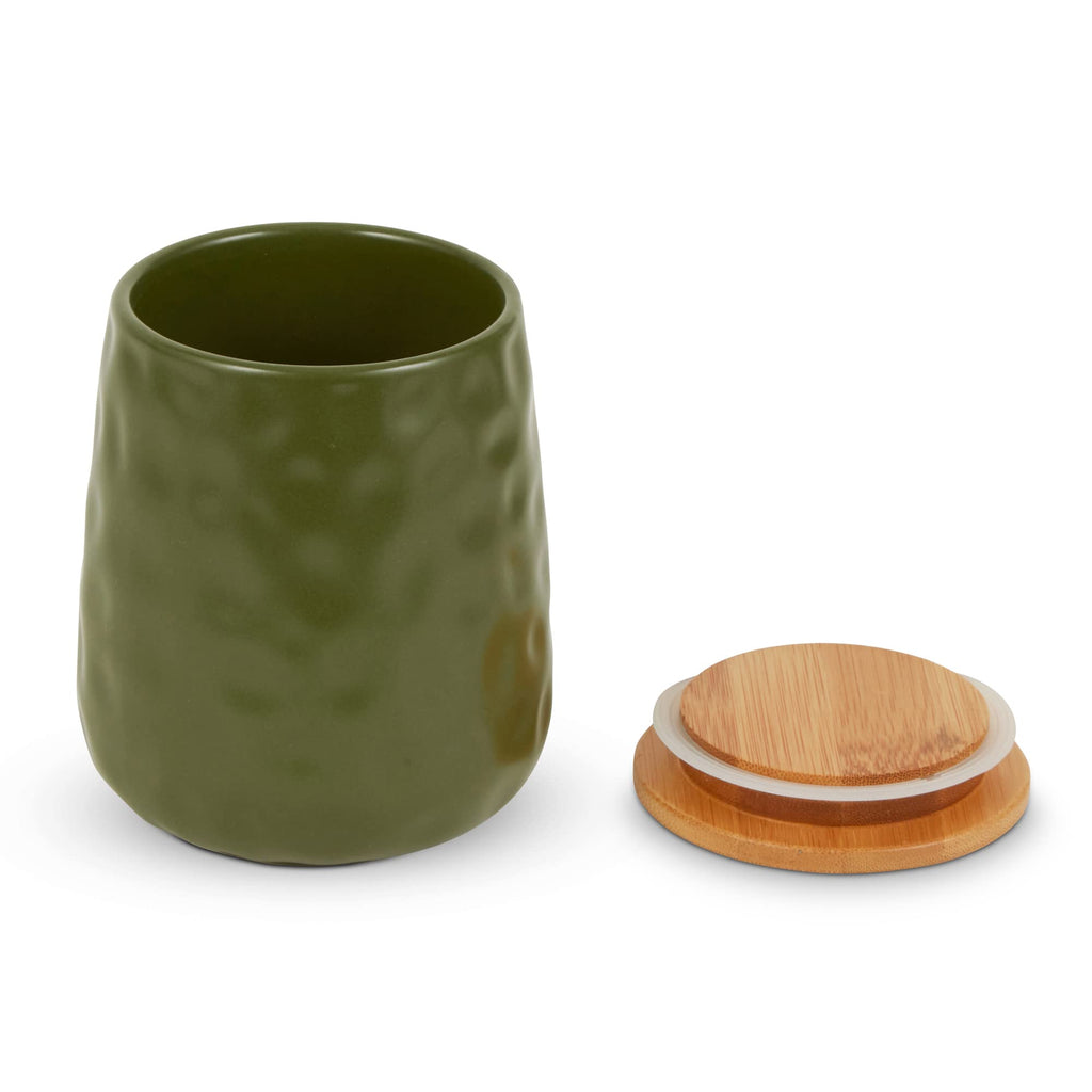 Kitchen Accessories Collection, Textured Matte Ceramic Canister Set, Sage, Dimple, 2 Piece