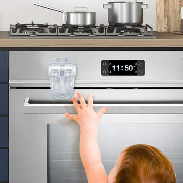Child Safety Heat-Resistant Oven Door Lock, Oven Front Lock for Kids Easy to Install, Use Adhesive,No Screws or Drill