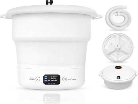 Mini Portable Washing Machine, Foldable Compact Washer for Dorms, Travel, Apartments and Camping, Semi-Automatic