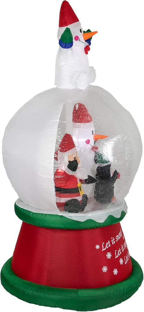6.75ft Lighted Inflatable Santa and Friends Snow Globe Outdoor Christmas Decoration