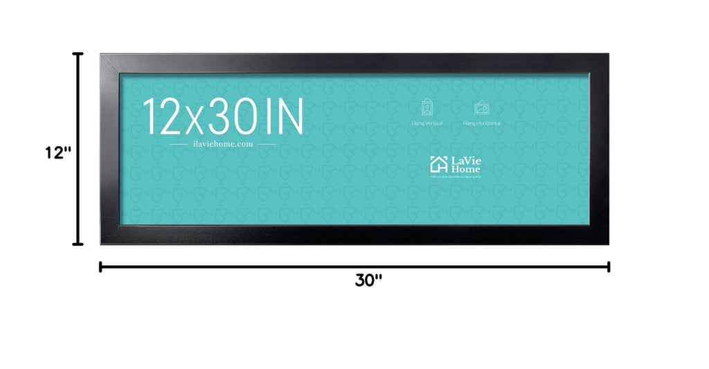 12x30 Picture Frame Black, Panoramic Picture Frame for Wall Decoration, Classic Black Minimalist Style Suitable for