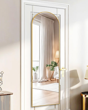 Full Length Over The Door Mirror, 50"x16" Bathroom Bedroom Living Room Mirror (Gold)