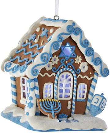 Gingerbread LED Hanukkah House Ornament