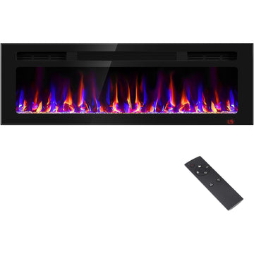 50 Inch Electric Fireplace Recessed and Wall Mounted, Fireplace Heater and Linear Fireplace, Ultra-Thin Electric
