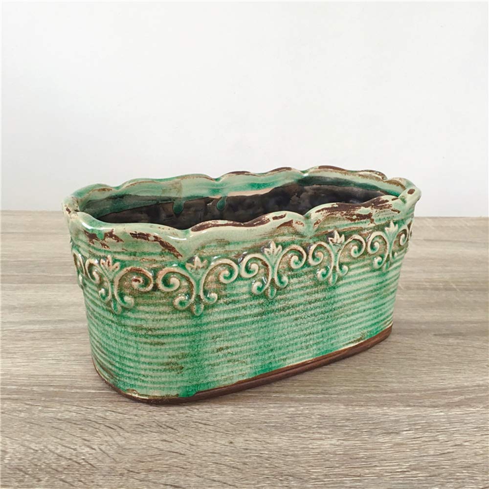 Rectangular Ceramic Orchid Plant Pot French Country Planter Succulent Container Windowsill Planter Decoration (10