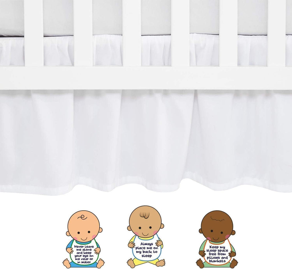 Dust Ruffle Crib Skirt, 100% Egyptian Cotton 800 Thread Count, Mini Crib Size (24" x 38"+10") Inch Drop Toddler Bed