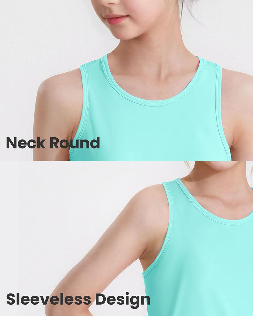 Girls Tank Tops 3 Pack Athletic Quick Dry UPF 50+ Racerback Tops