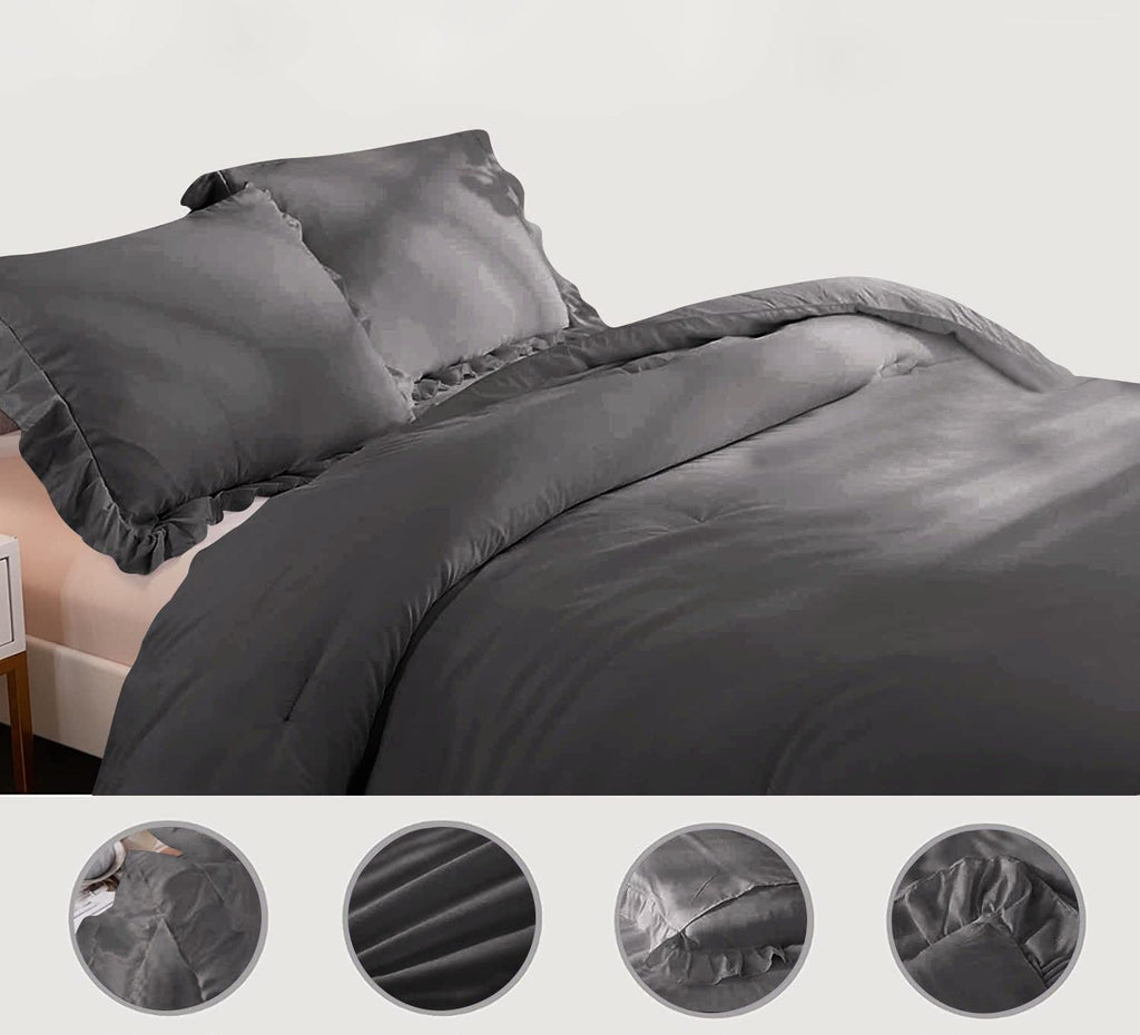 1 Piece Luxury Vintage Ruffle Comforter Premium Super Soft 550 GSM All Season | 1000 Thread Count | 100% Egyptian