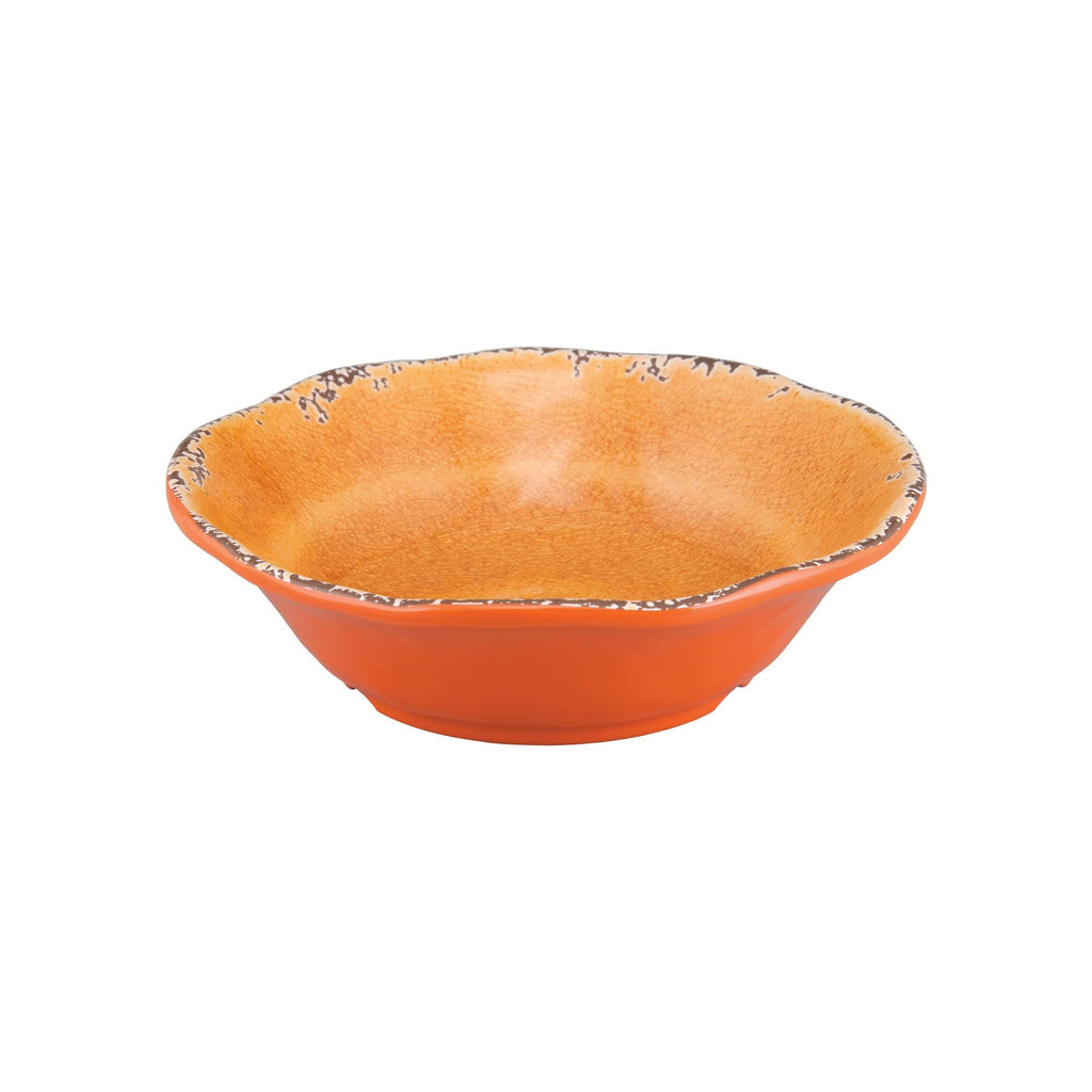 12 Piece Crackle Melamine Dinnerware Sets, Outdoor Dishes Set, Plates and Bowls Sets, Service for 4, Orange