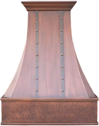 36 Inch Copper Island Mount Range Hood 610 CFM LED Lights Dishwasher-Safe Baffle Filters