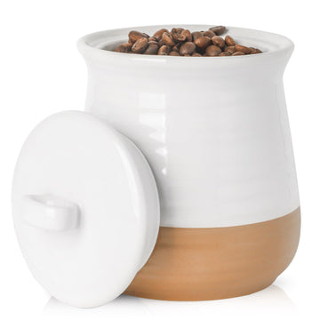 Ceramic Food Storage Jar, 35 Oz Porcela Canister with Airtight Lid, Farmhouse Coffee Canister for Counter, Tea Sugar