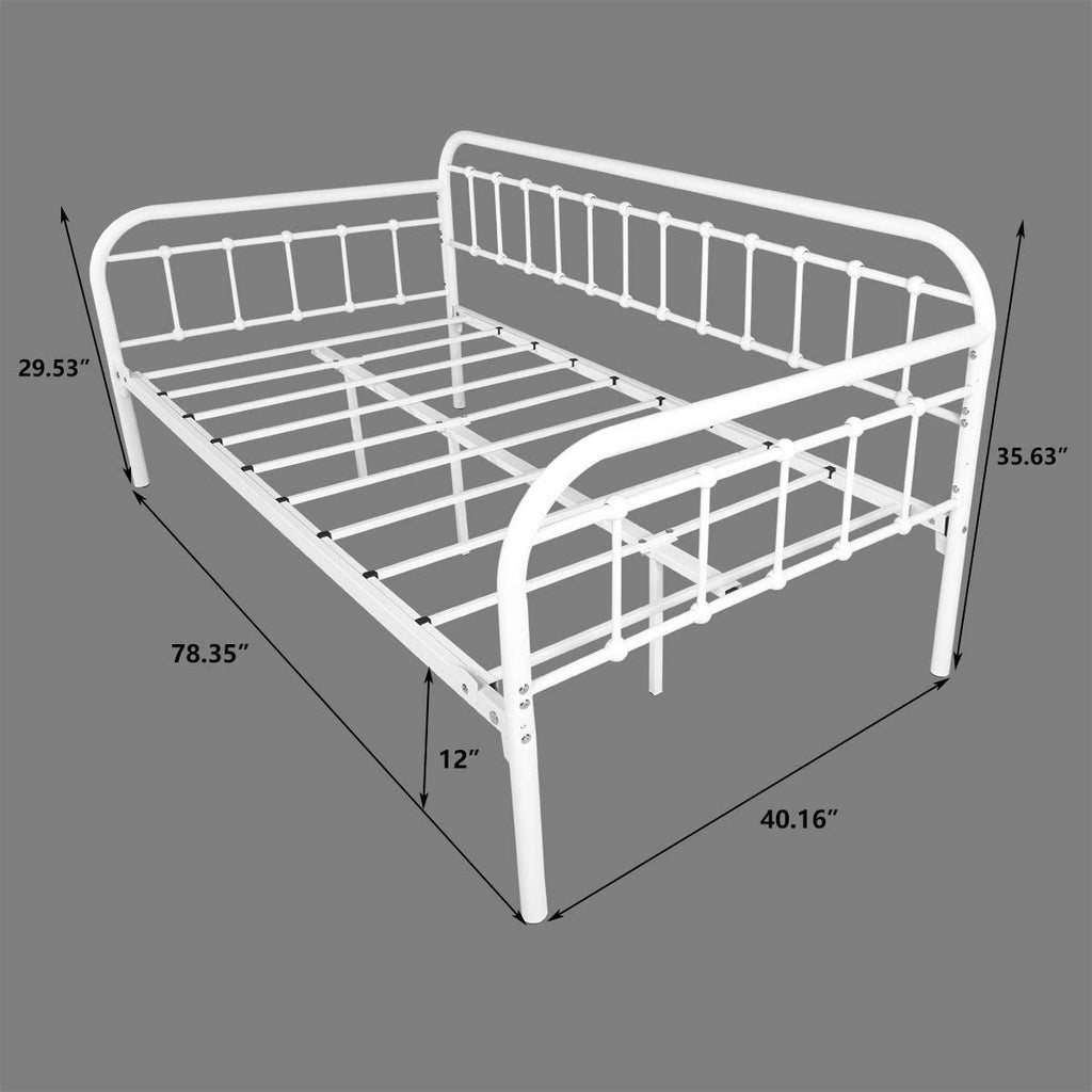 Multi-Purpose Metal Daybed Frame Twin Size, White Color