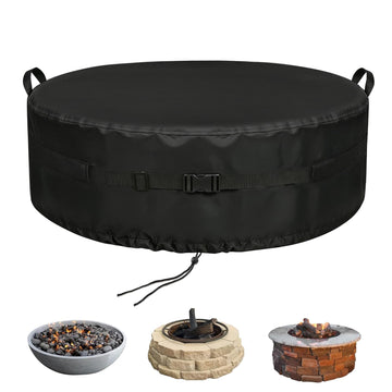 Fire Pit Cover Round, 49-51 Inch Outdoor Firepit Covers *9In