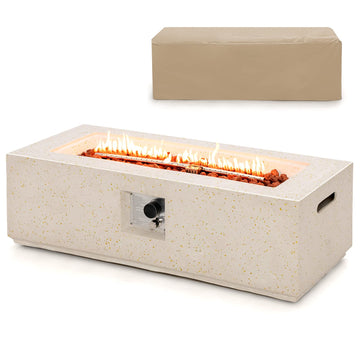 Propane Fire Pit Table, 50, 000 BTU Terrazzo Gas Fire Table w/Simple Ignition System & Stainless Steel Burner