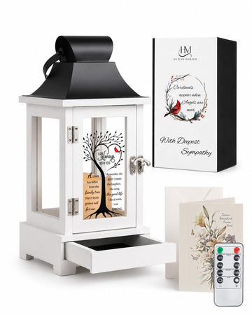 Memorial Lantern with Drawer for Keepsakes, Bereavement Sympathy Gifts for Loss of Loved One Mother Father, Sympathy