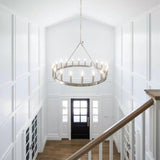 Silver Wagon Wheel Chandelier 40", Farmhouse Brushed Nickel Chandelier for Dining Room 20-Light, Modern Round Living Room Chandeliers Light Fixture for Foyer, Entryway, E12 A105-B0DHVBHHXP