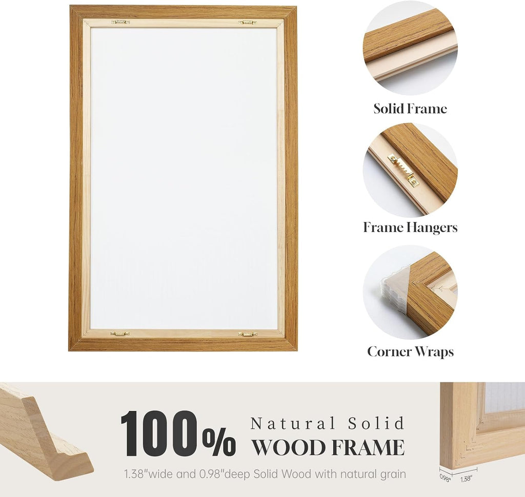 Framed Neutral Floral Botanical Wall Art Set of 3, Modern Farmhouse Flower Canvas Prints Paintings, Rustic Minimalist