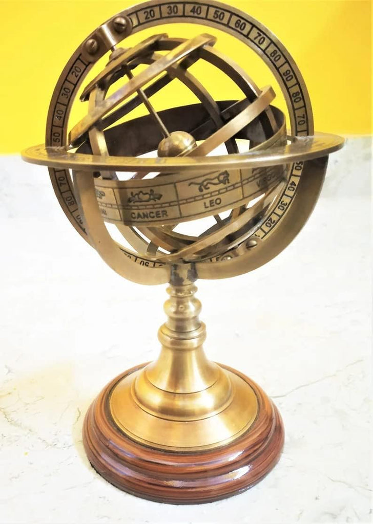 Antique vintage armillary sphere globe nautical rotating collectible décor, office, and showpiece