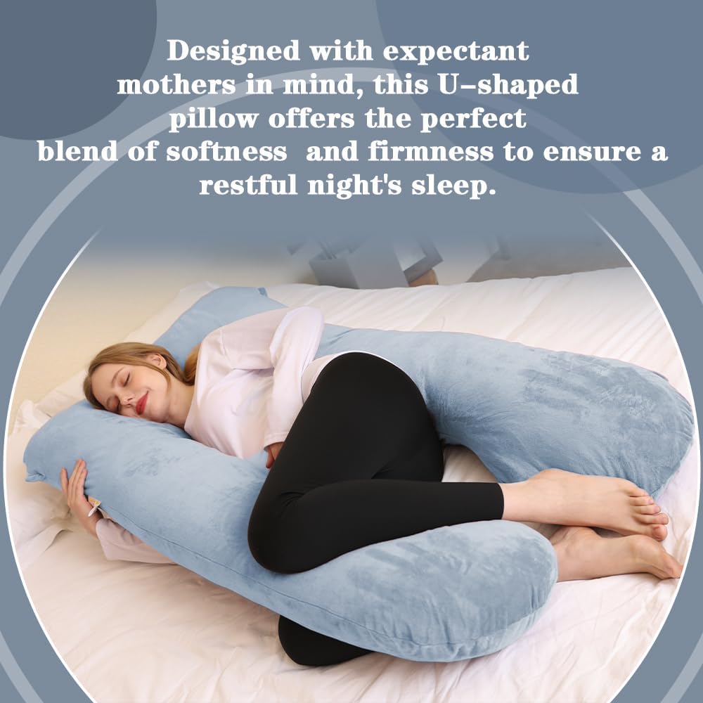 Pregnancy Pillows - U Shaped Maternity Pillow for Pregnant Women with Velvet Removable Cover - 55 inch Pregnancy