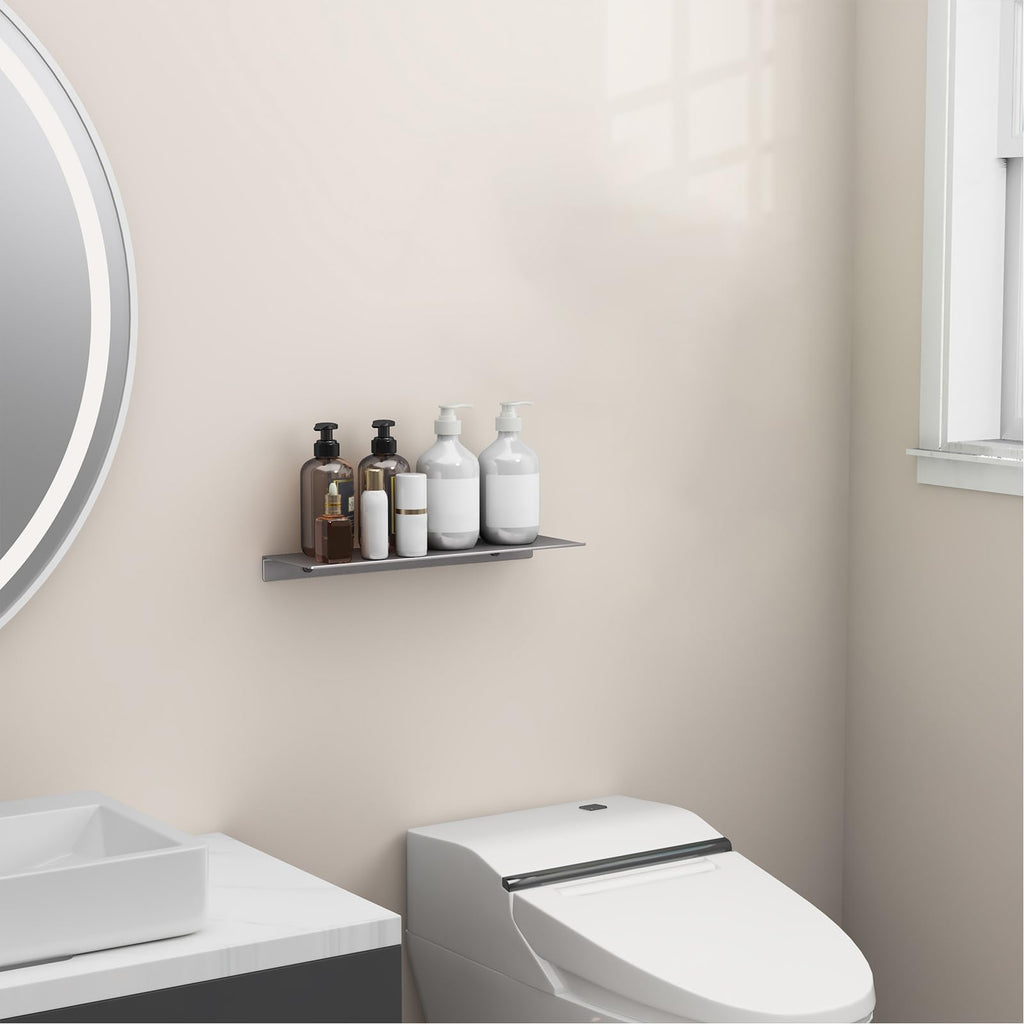 16 inch Gray Floating Shelf for Wall Organizer & Storage, Display Shelf, Metal Wall Shelf